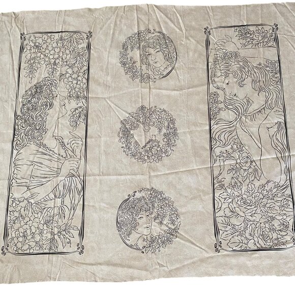 All NoveauF abric Panel By Kathy Hall Andover Fabrics Cream Cotton Sewing Crafts - Picture 1 of 10